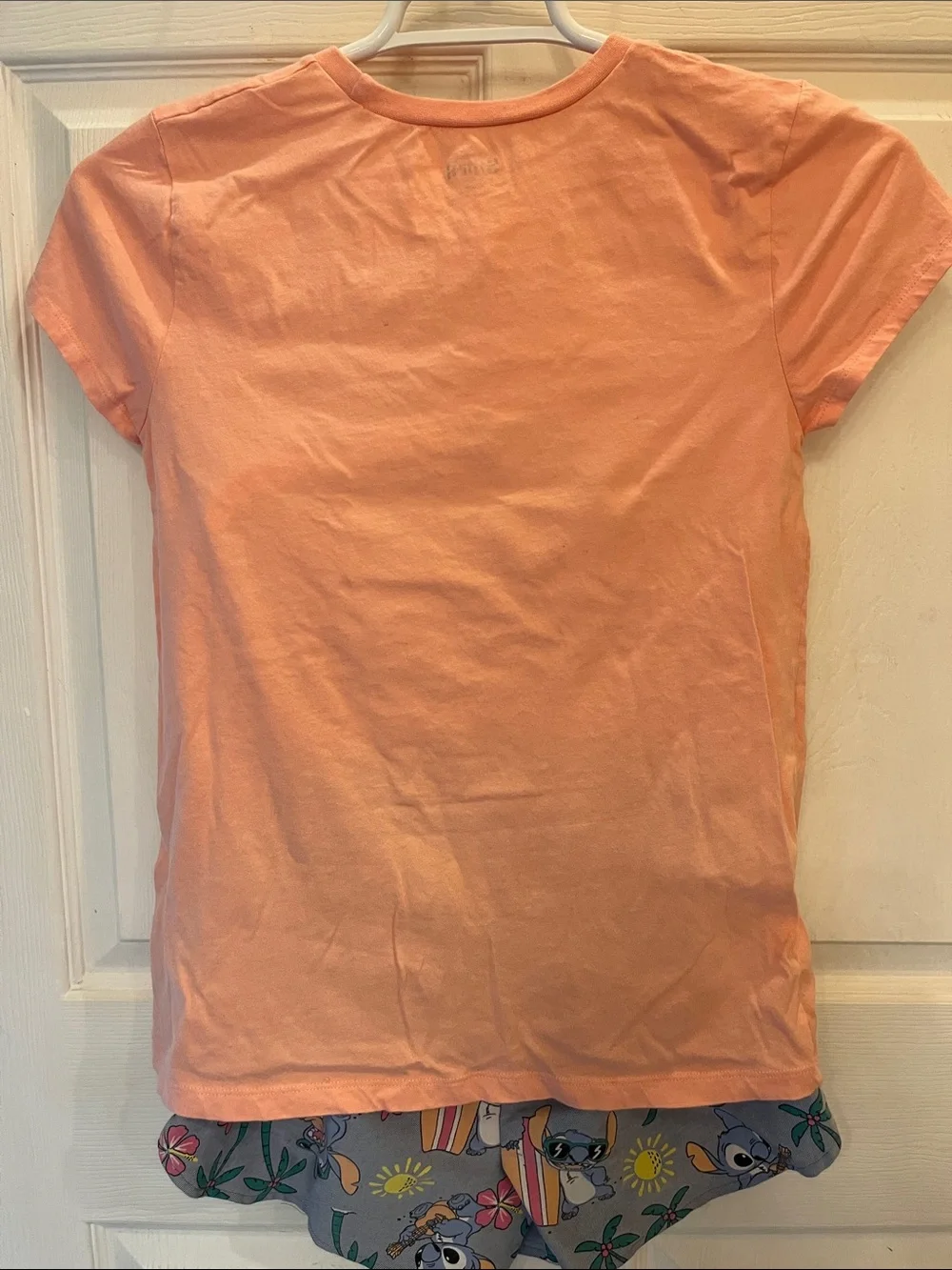 Disney Stitch Peach Tie-Front Tee and Matching Shorts Set